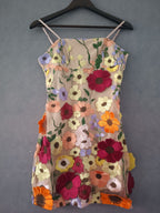 Spring Summer Gorgeous Three Dimensional Floral Embroidered Strap Short Dress Dinner Suit GlamArt