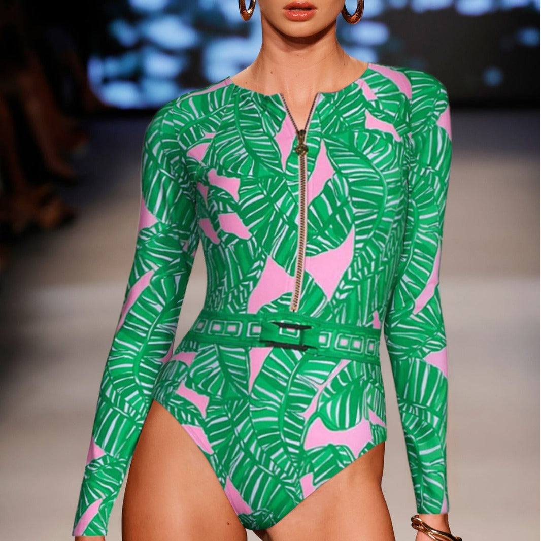Traje de baño de una pieza estampado para mujer, traje de surf adelgazante para vacaciones