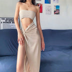 Summer Arrival Sexy High Split High Waist Slit Tube Top Dress Burgatti