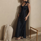 Strap Maxi Dress Summer Halter Strap Fishtail Polka Dot Maxi Dress BlueLine