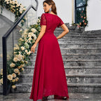 V neck Solid Color Summer Elegance Slim Fit Maxi Dress Long Cocktail Dress Inly
