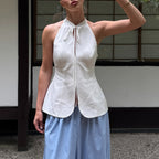 Women Clothing Design Lace-up Sleeveless Vest All Match Sexy Backless Halter Top Kigali