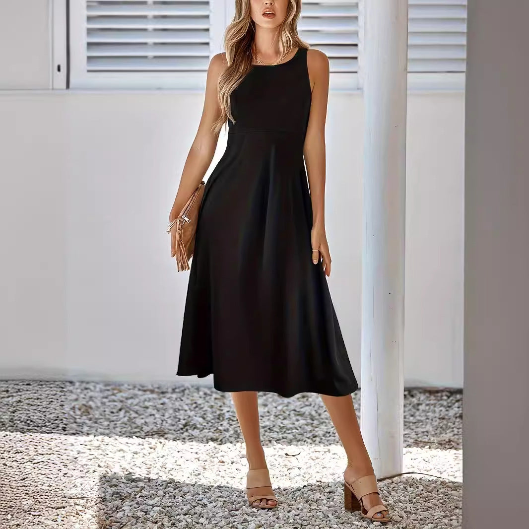 Solid Color Sleeveless Sexy Dress Slim Fit Women Qube