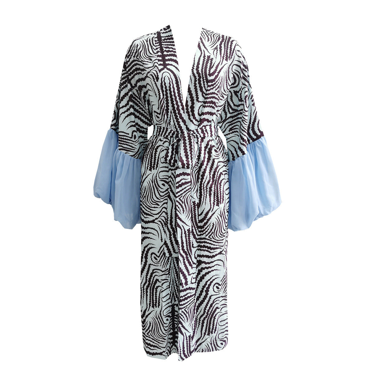 Zebra Pattern Blue Sleeves [Blouse Only without Inner Wear]]