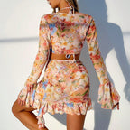 Swimsuit Printing Stylish Beach Dress Bikini Four Piece Suit Swimsuit Women Freedeo
