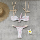 Lace up Tube Top Lace Floral Bikini Sexy Backless Low Waist Split Swimsuit Women Fresh Thunder