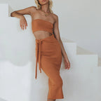 Dress Women Sexy Cutout Backless Tube Top Lace Up Knitted Dress Women Japear