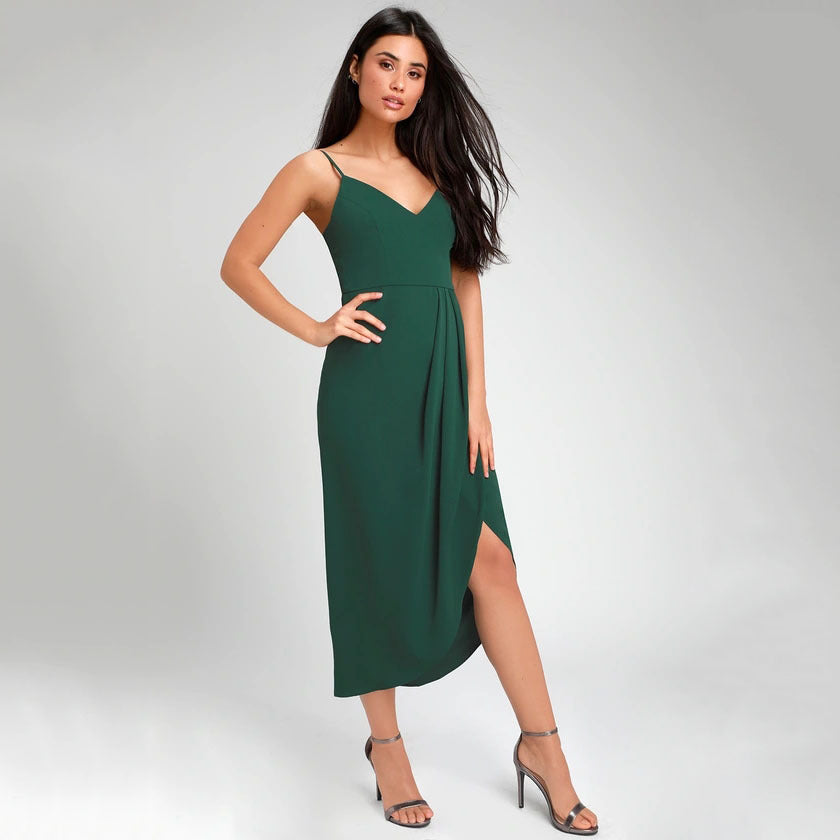 Spring Summer Women Clothing New Fashion Solid Color Strap Dress for Women DreamFashion
