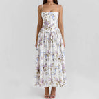 Robe nuisette imprimée sexy, robe maxi dos nu moulante d'été, élégante et tendance, magnifique robe d'été