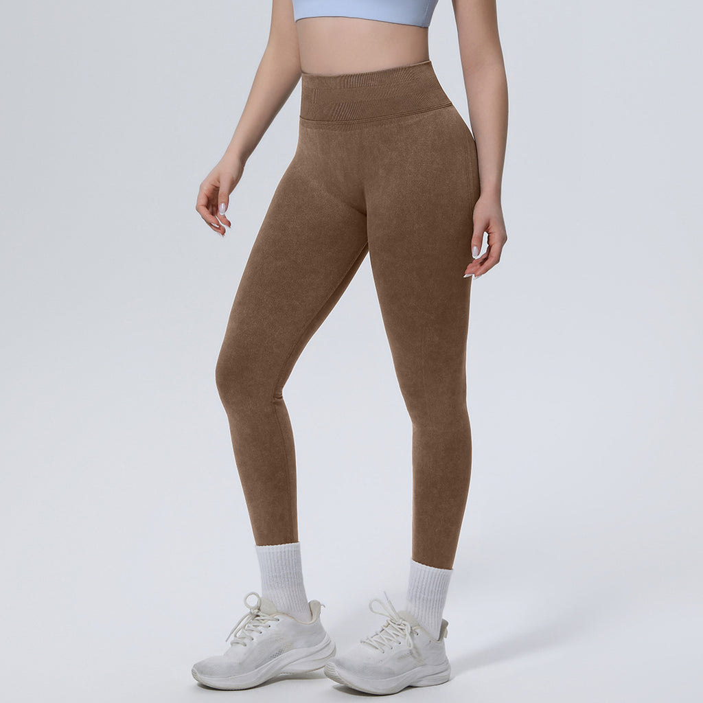 Seamless Knitted Stone Washed Yoga Pants High Waist Hip Lift Tight Trousers Running Sports Fitness Yoga Trousers for Women NESHA