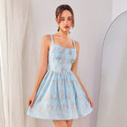 Spring Summer Women Clothing Sexy Dress Printed Backless Seaside Holiday Suspender TAJA