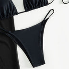 Robe longue de plage, bikini à bretelles, protection solaire, maillot de bain trois pièces en maille pour femmes