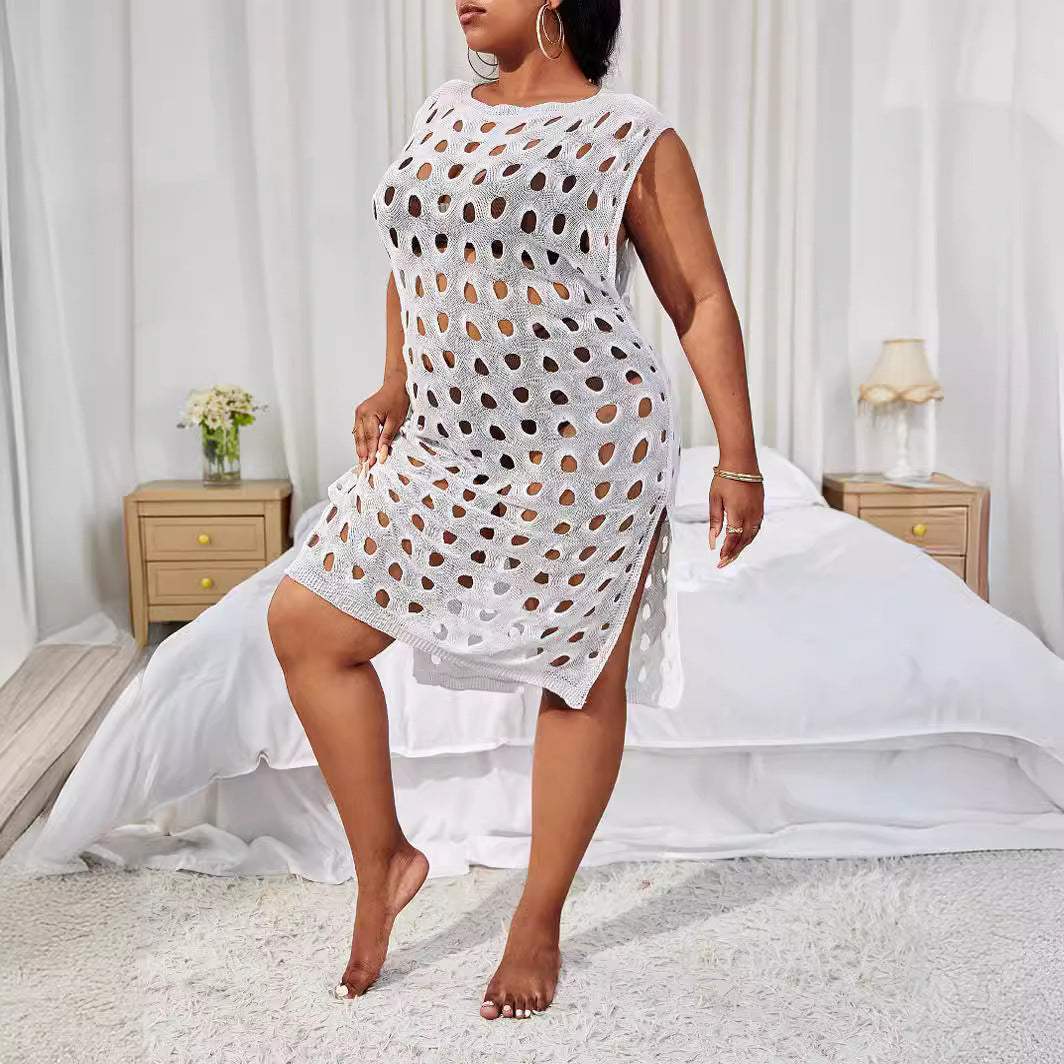 Suéter de verano, blusa de lana con agujeros y recortes, ropa de mujer sin mangas, prendas de punto personalizadas