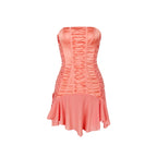 Robe sexy d'été pour femme, haut tube sexy, dos nu, en mousseline de soie, coutures, à lacets