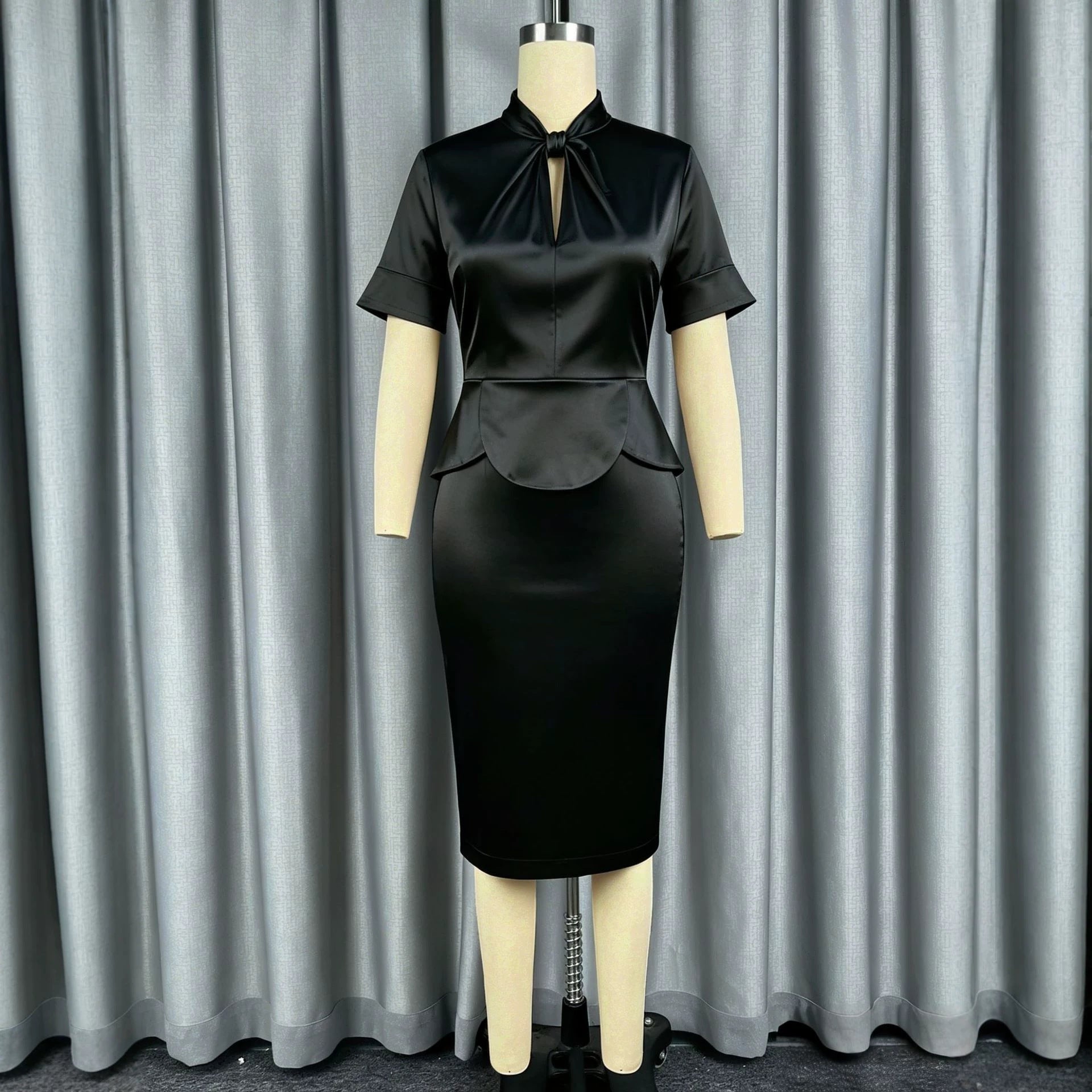 Satin Ruffled One Step Dress Sheath Office Slim Fit Slimming Dress Woman Dresses CANNY