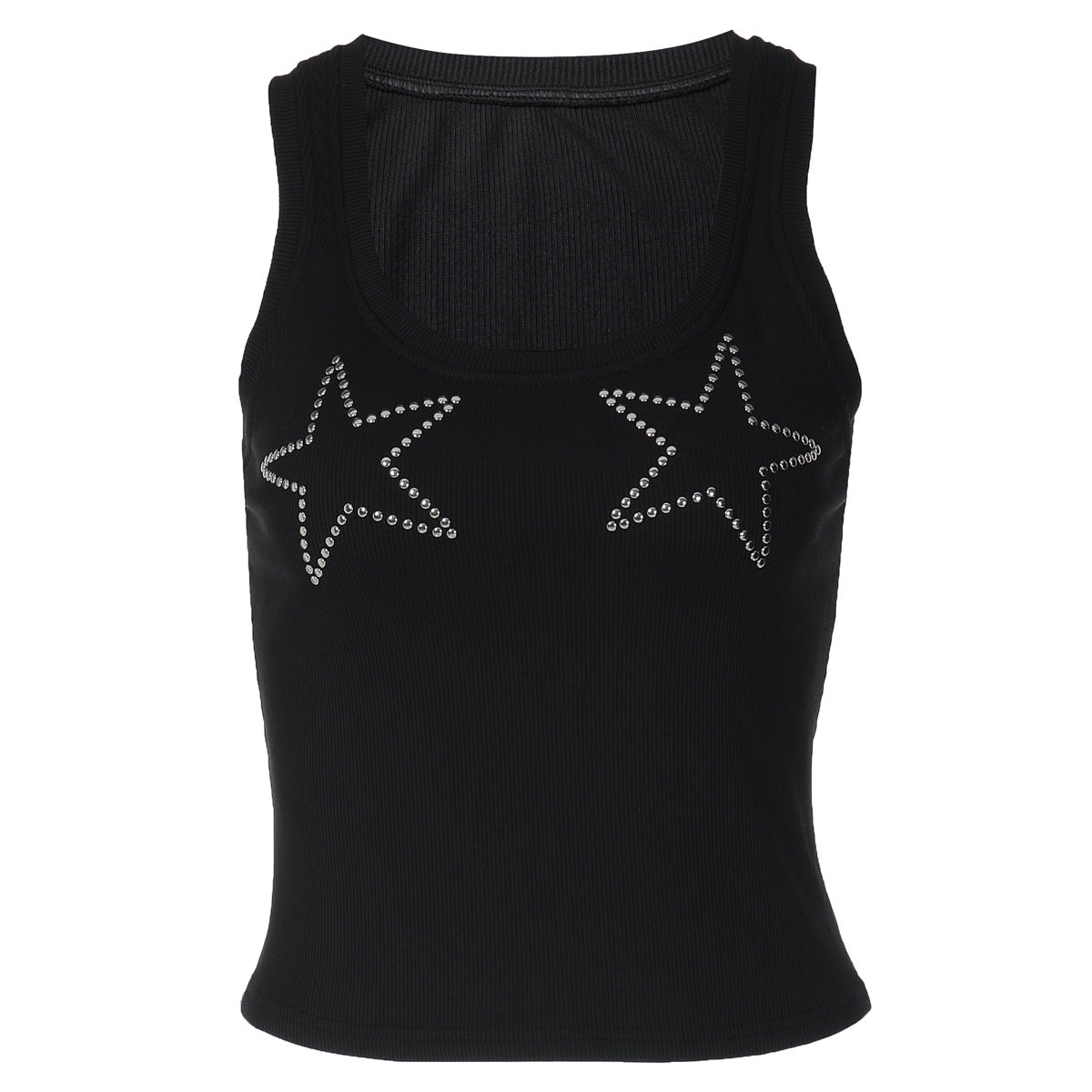 Rhinestone All Matching Top for Women Winter Sexy Slim Fit Solid Color Vest BULLINGER