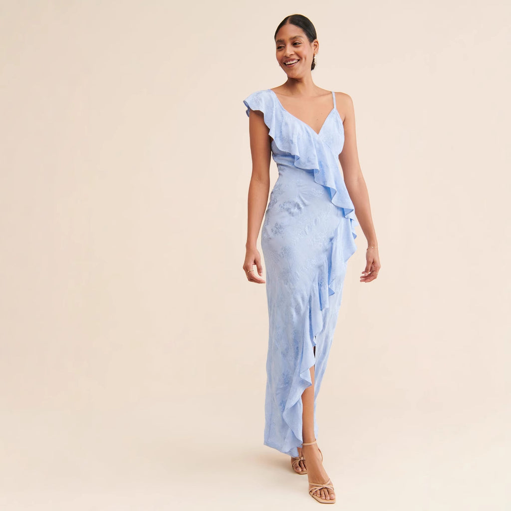 Robe d'arrivée printemps-été sexy à bretelles dos nu et fente haute, robe mondaine