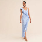 Robe d'arrivée printemps-été sexy à bretelles dos nu et fente haute, robe mondaine