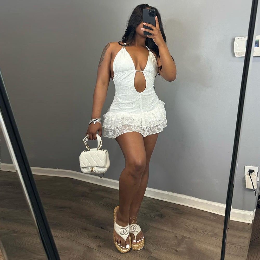 Robe sexy pour femme, vêtement d'automne à lacets, type gâteau, dos nu, sexy