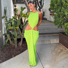 Women Clothing Summer Solid Color Sexy Elegant Sleeveless Sling Bare Back Pleated Slim Dress HONEYBADGER