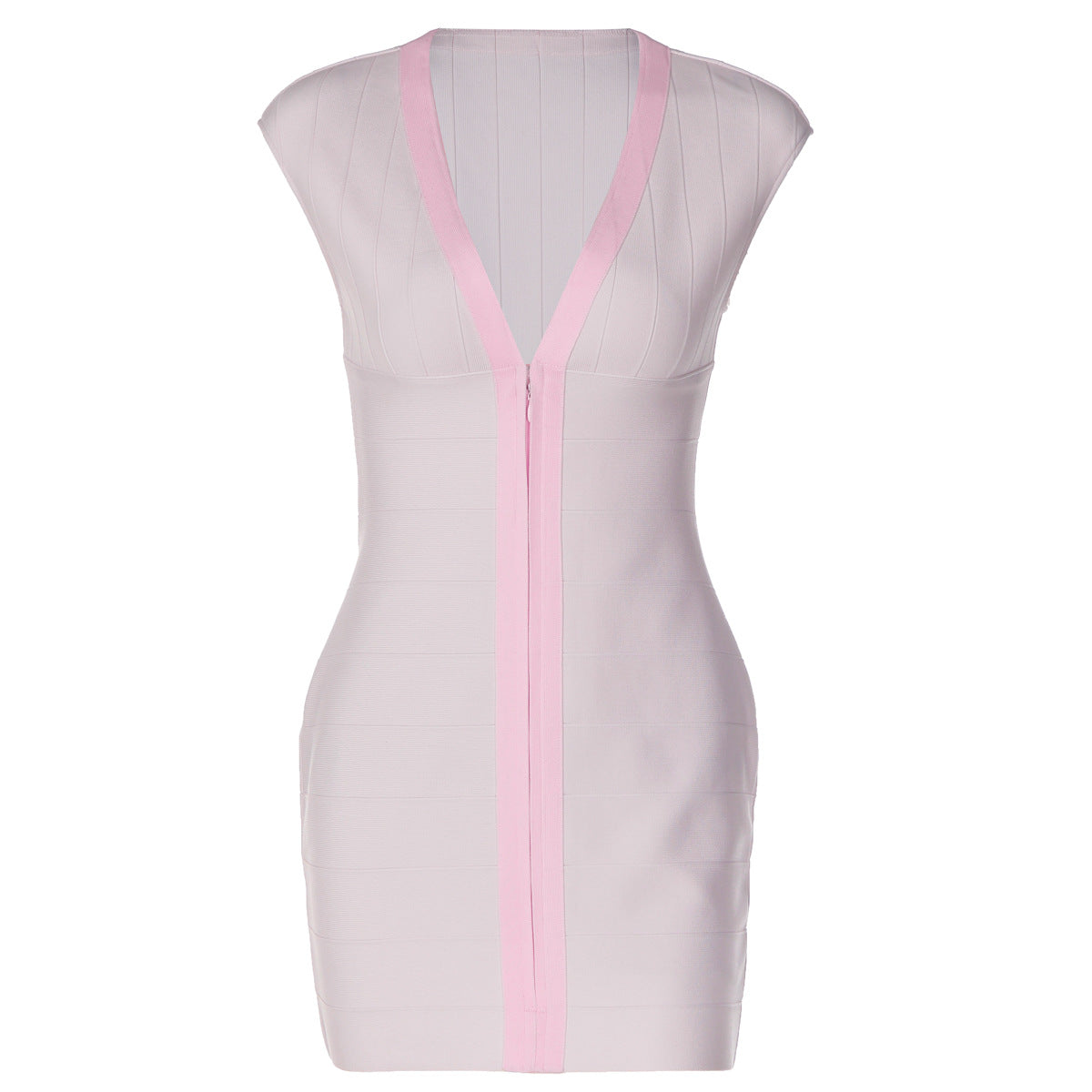 Deep V Plunge Bandage One Piece Dress Sleeveless Zipper Slim Fit Sexy Party Hip Dress LAGERFELD