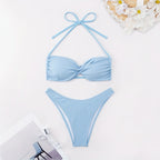 Tight Halter Spaghetti Straps Sexy Underwire Bikini Split Strap Spring Bathing Two Piece Sets MagicSwing
