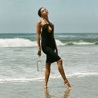 Sexy Hollow Out Cutout-out Halter Dress Women Summer Seaside Beach Backless Slit Slim Fit Niche Sexy Dress Yiskiss