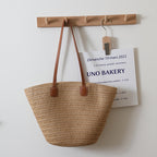 Simple Shoulder Straw Bag Large Capacity Straw Bag Woven Bag Tote Bag Women Seaside Vacation Beach Bag EaseWoven