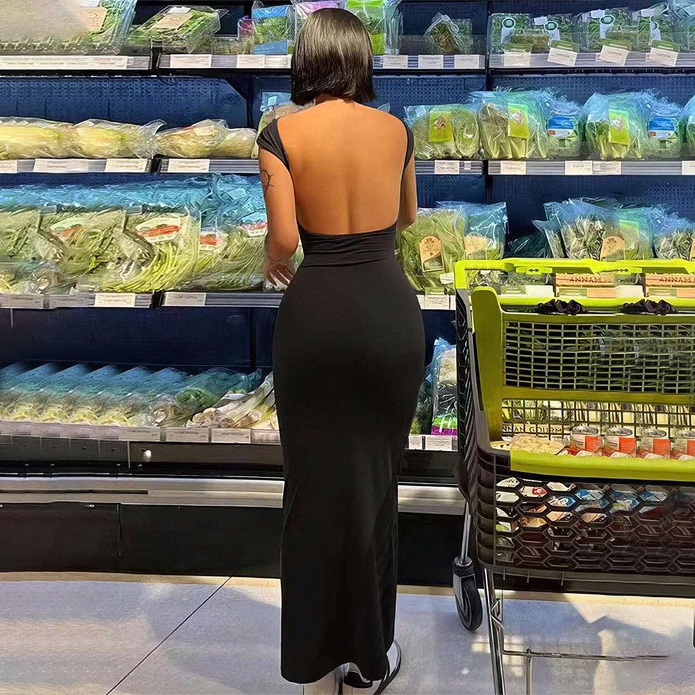 Sexy Bare Back Slim Fit Waist Controlled Slimming Party Disco Dress Yiskiss