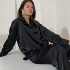 Pyjama ample et décontracté pour femme, pantalon à manches longues, cardigan, collection automne