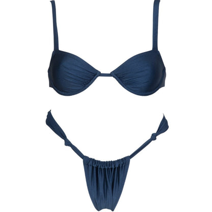 Traje de baño sexy de verano dividido para mujer, bikini de nailon de color sólido con acero