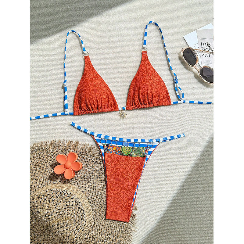 Color Matching Split Swimsuit Lady Sexy Lace up Bikini Beach Spring Swimsuit Alina