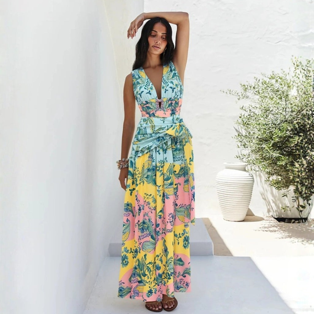 Swimsuit Floral Color Matching Vacation One Piece Swimsuit Set ShineRealm