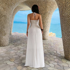 Women Summer Elegant Elegant Tube Top Solid Color Maxi Dress Dee