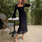 Summer Lace Bell Sleeve Slim Fit Slit Dress Havill