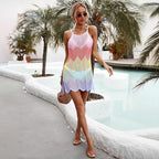 Blusa de playa con tirantes y estampado de bikini para vacaciones en la playa