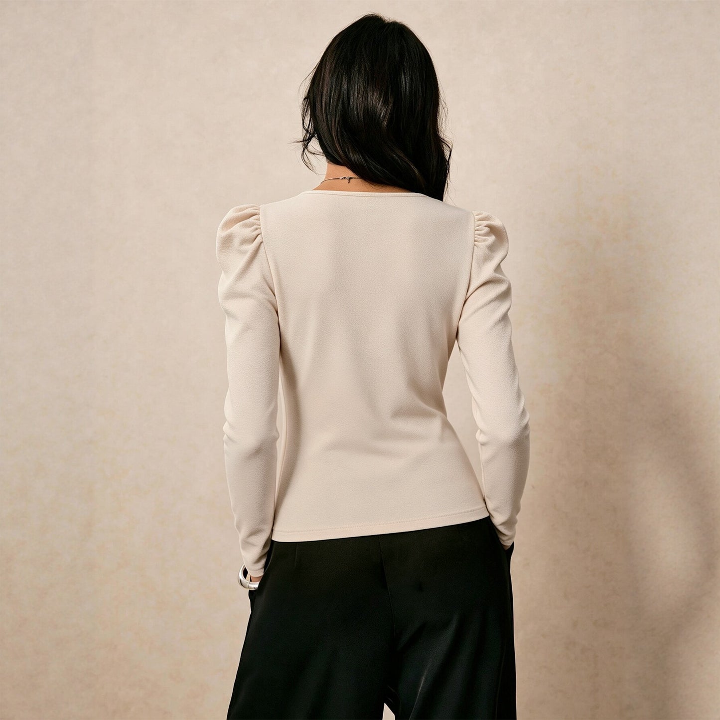 Women Clothing Square Collar Long Sleeved T shirt Women Pleated Waist Tight Slimming Elegant Bottoming Top Yiskiss