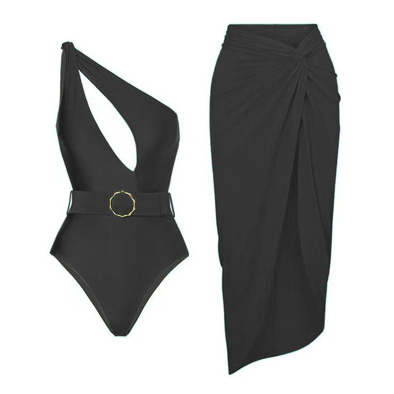 Traje de baño de dos piezas para mujer, estilo retro, con aberturas y corte siamés, que cubre el vientre y adelgaza el vientre.