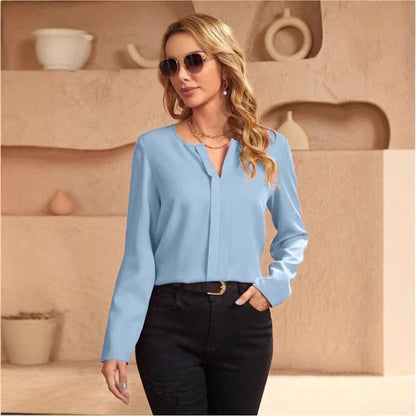 Women Clothing Spring Summer Satin Faux Silk Shirt Satin