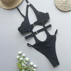 One Piece Swimsuit Women Sexy Bikini Ladies Solid Color Swimwear Bikini Ellie
