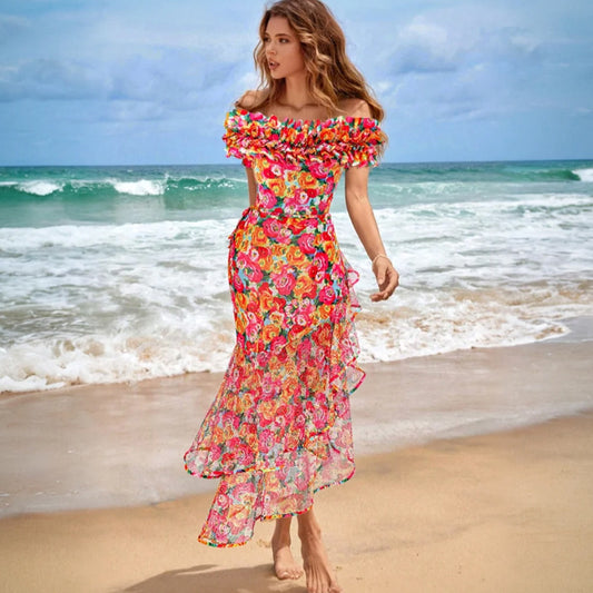 Traje de baño de una pieza con estampado francés retro para mujer, traje de baño adelgazante para vacaciones