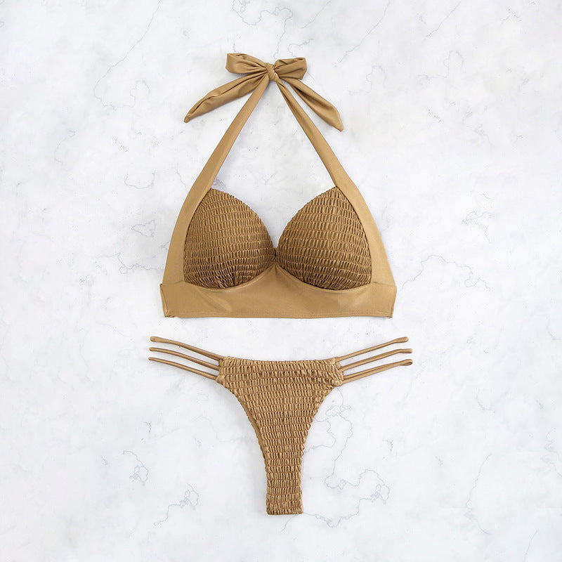 Sexy Halter Bikini Split Swimsuit Women Two Piece Swimwear Summer Beach Bikini