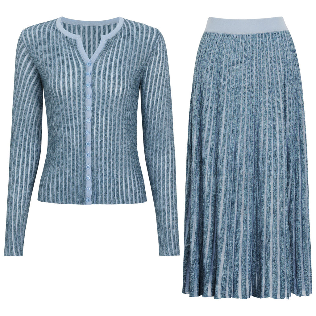 Autumn Trending Knitted Women Jacket Skirt Two Piece Sets Dimenssa