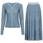 Autumn Trending Knitted Women Jacket Skirt Two Piece Sets Dimenssa