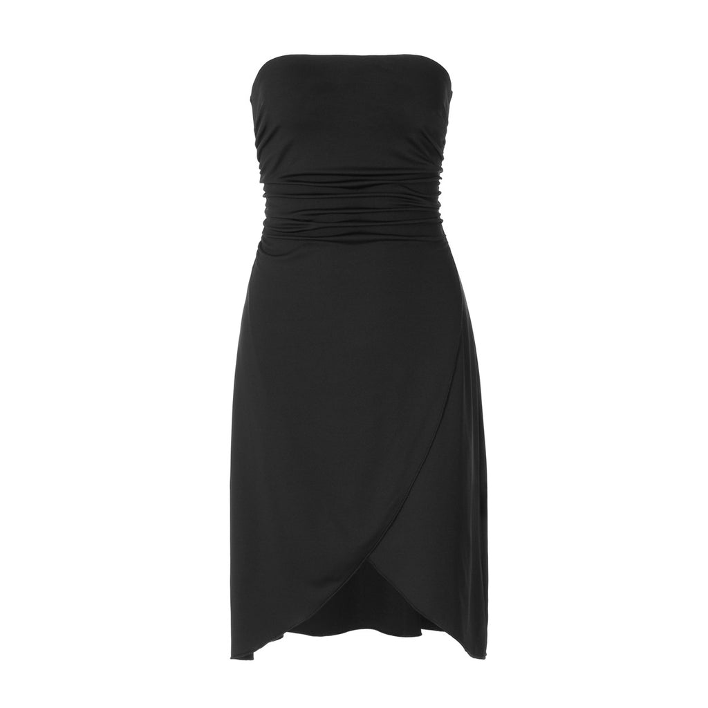 Women Clothing Autumn Sexy Waist Solid Color Tube Top Dress BULLINGER