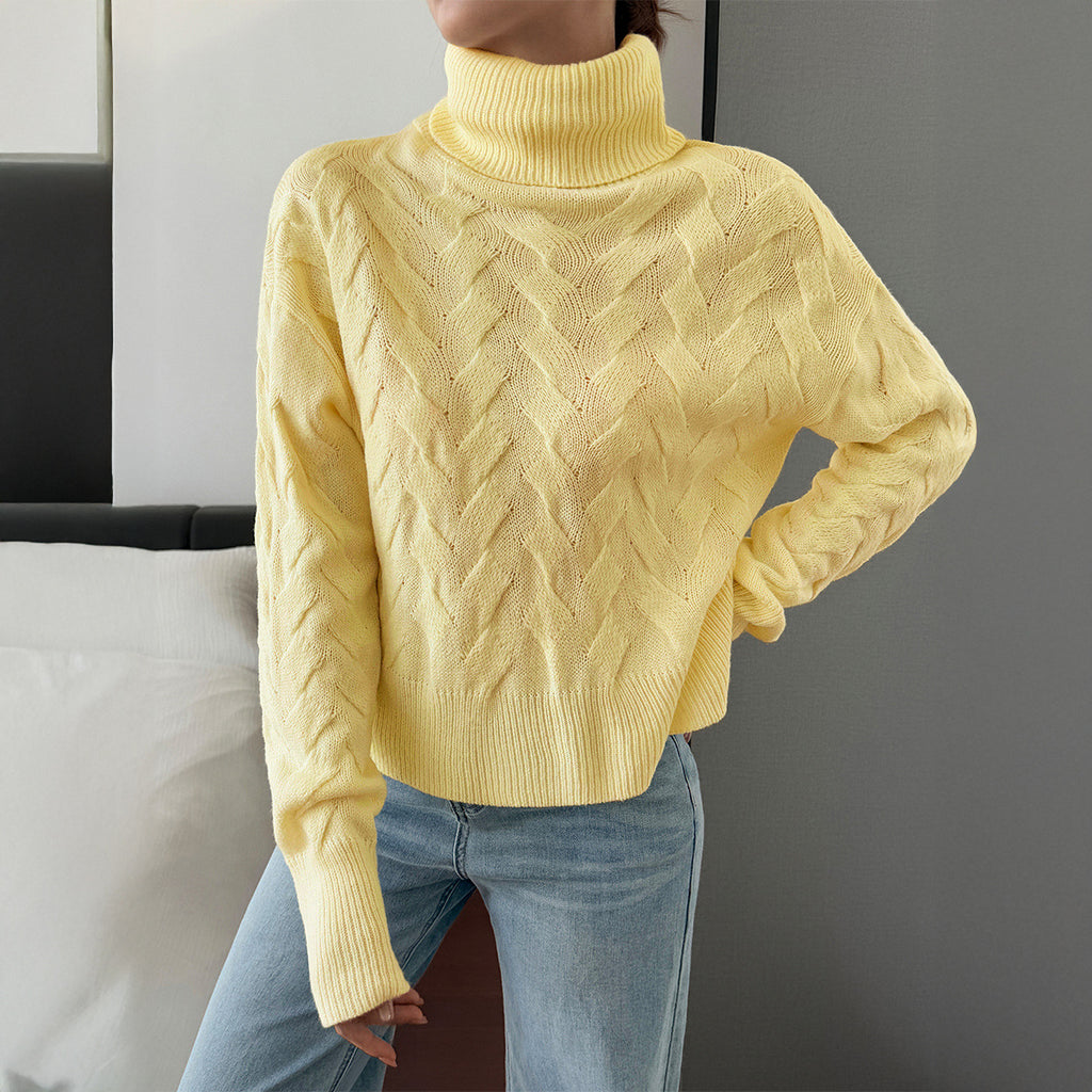 Pulls à manches longues en laine unie, style décontracté, pour femme, automne-hiver