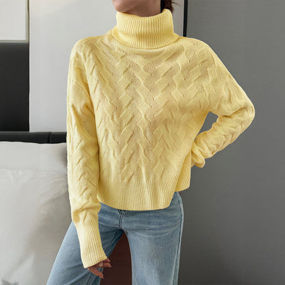 Women Clothing Autumn Winter Casual Solid Color Wool Long Sleeve Sweaters