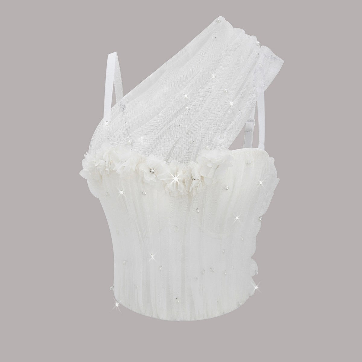 Fairy Sexy Mesh Pearl Suspender Vest Women Short Stretch Body Shaping Boning Corset Bra WildQueen