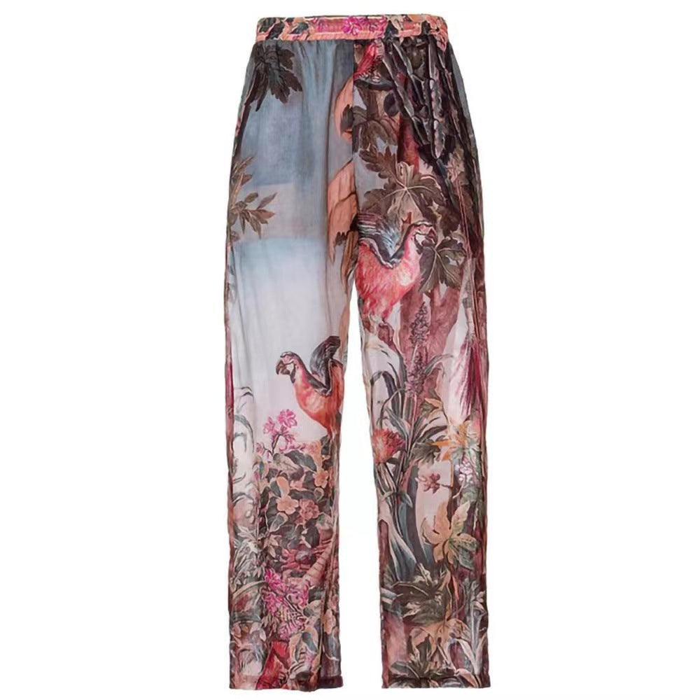 Traje de baño de una pieza de primavera, sexy, estampado de malla, pantalones de cintura alta, bikini