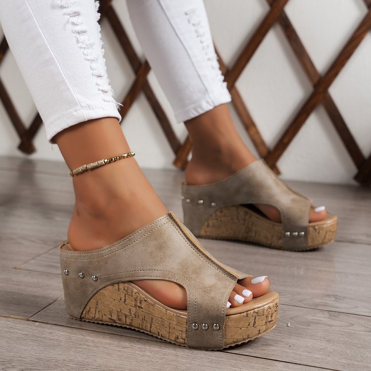 Wedge Sandals Popular Summer round Head Thick Bottom Roman Sandals Women plus Size Fish Mouth Sponge Cake Slipper ZUIMEI